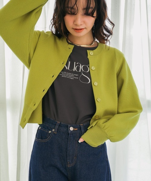 Bou Jeloud(ブージュルード)の「袖ドルマンニットカーディガン(カーディガン/ボレロ・レディース・ブルー/ライム/ブラック/アイボリー・FREE)」の3枚目の写真