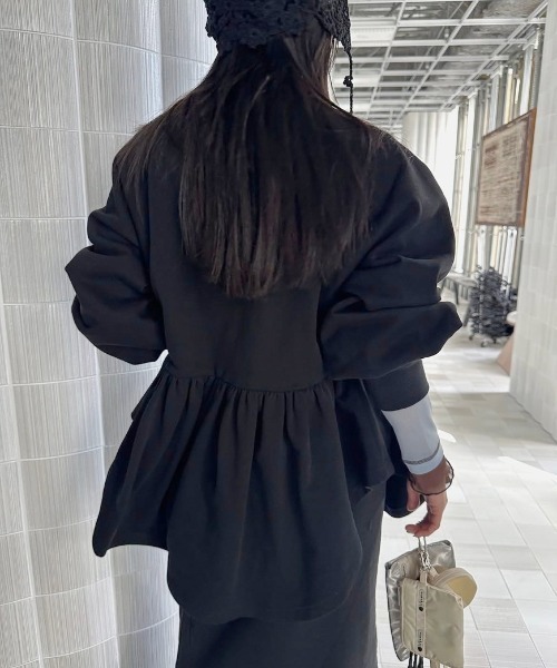 トップス Ameri SYMMETRY PEPLUM SWEAT TOP SYMMETRY PEPLUM SWEAT TOP