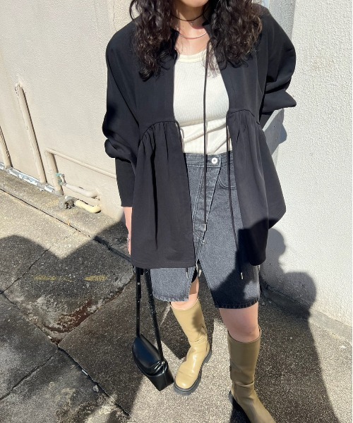トップス Ameri SYMMETRY PEPLUM SWEAT TOP SYMMETRY PEPLUM SWEAT TOP