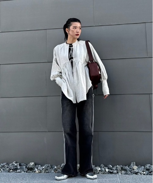 SYMMETRY PEPLUM SWEAT TOP（Tシャツ/カットソー）｜Ameri