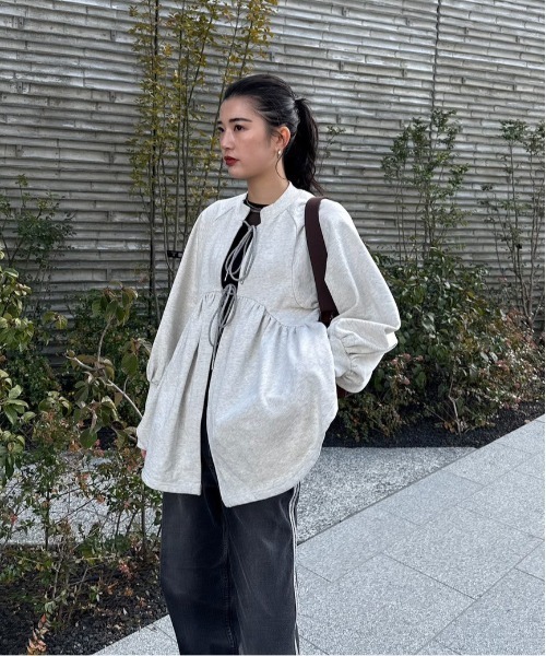 トップス Ameri SYMMETRY PEPLUM SWEAT TOP SYMMETRY PEPLUM SWEAT TOP