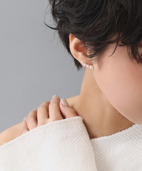 《追加》5ピースグラデーションパールピアス K10（両耳）（ピアス（両耳用））｜Lilas（リラ）