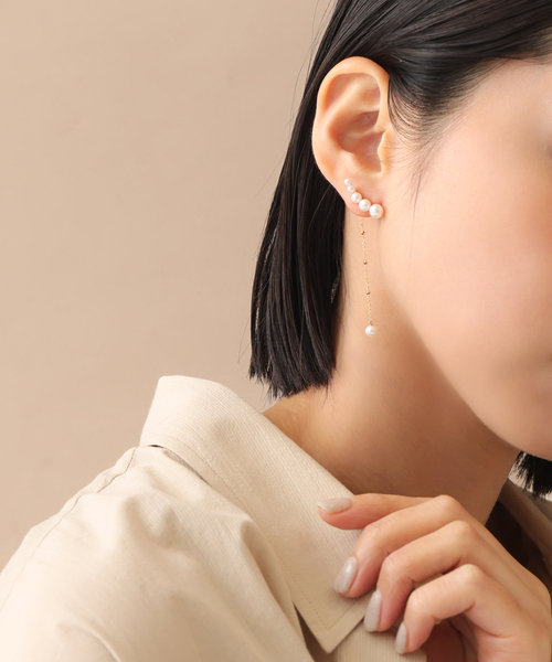 《追加》5ピースグラデーションパールピアス K10（両耳）（ピアス（両耳用））｜Lilas（リラ）