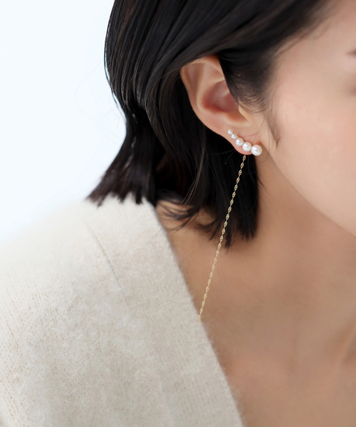 《追加》5ピースグラデーションパールピアス K10（両耳）（ピアス（両耳用））｜Lilas（リラ）