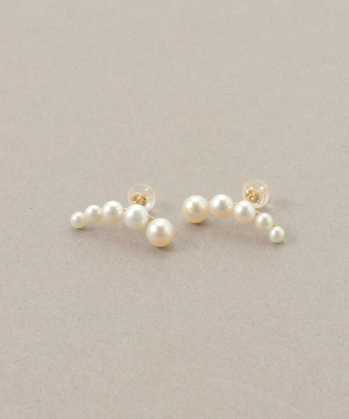《追加》5ピースグラデーションパールピアス K10（両耳）（ピアス（両耳用））｜Lilas（リラ）