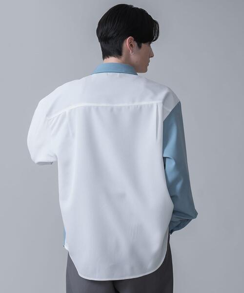 BROWNY（ブラウニー）の「BROWNY/ドライポリカラーブロックロングスリーブシャツ（シャツ/ブラウス・メンズ・ダークグレー/サックスブルー・MEDIUM/LARGE）」の13枚目の写真