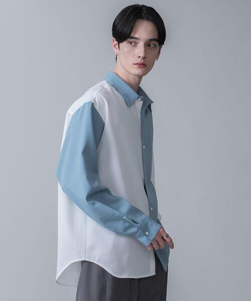 BROWNY（ブラウニー）の「BROWNY/ドライポリカラーブロックロングスリーブシャツ（シャツ/ブラウス・メンズ・ダークグレー/サックスブルー・MEDIUM/LARGE）」の14枚目の写真