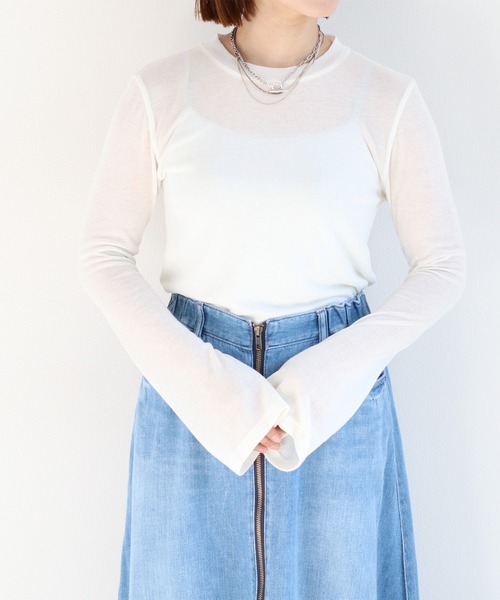 cepo（セポ）の「シアーソデフレアカットソー（Tシャツ/カットソー・レディース・グレー/オフホワイト/イエロー/サックスブルー・M）」の2枚目の写真