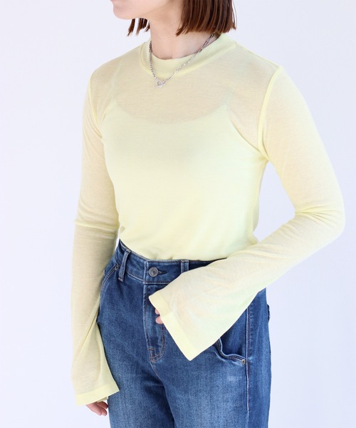 cepo（セポ）の「シアーソデフレアカットソー（Tシャツ/カットソー・レディース・グレー/オフホワイト/イエロー/サックスブルー・M）」の4枚目の写真