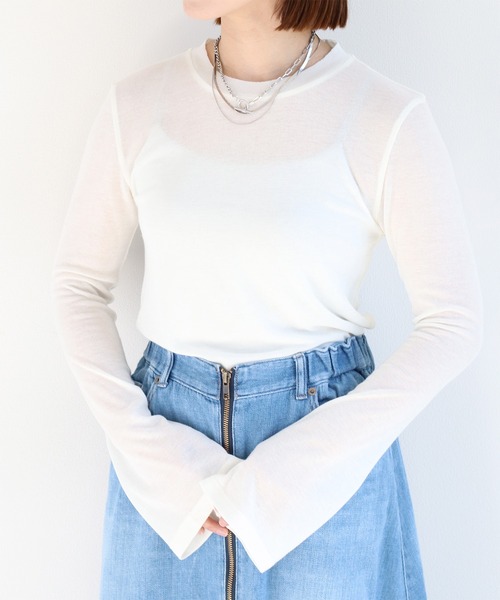 cepo（セポ）の「シアーソデフレアカットソー（Tシャツ/カットソー・レディース・グレー/オフホワイト/イエロー/サックスブルー・M）」の14枚目の写真