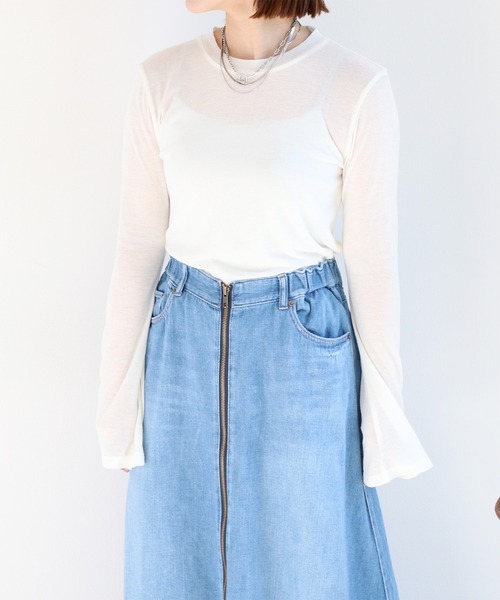 cepo（セポ）の「シアーソデフレアカットソー（Tシャツ/カットソー・レディース・グレー/オフホワイト/イエロー/サックスブルー・M）」の18枚目の写真