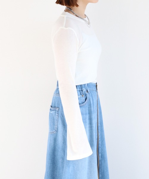 cepo（セポ）の「シアーソデフレアカットソー（Tシャツ/カットソー・レディース・グレー/オフホワイト/イエロー/サックスブルー・M）」の17枚目の写真