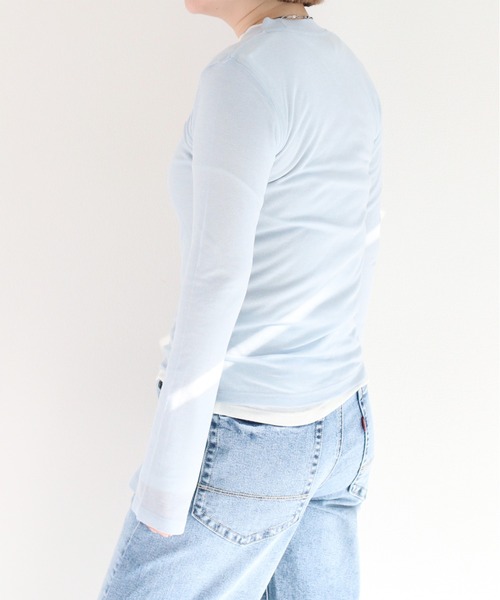 cepo（セポ）の「シアーソデフレアカットソー（Tシャツ/カットソー・レディース・グレー/オフホワイト/イエロー/サックスブルー・M）」の6枚目の写真