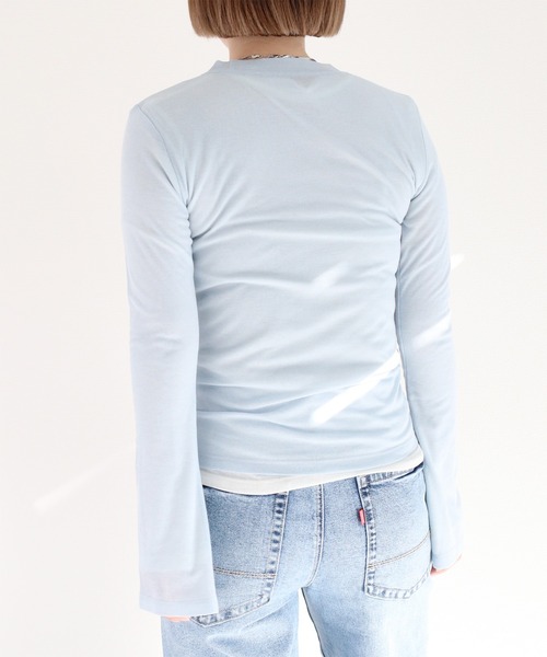 cepo（セポ）の「シアーソデフレアカットソー（Tシャツ/カットソー・レディース・グレー/オフホワイト/イエロー/サックスブルー・M）」の7枚目の写真