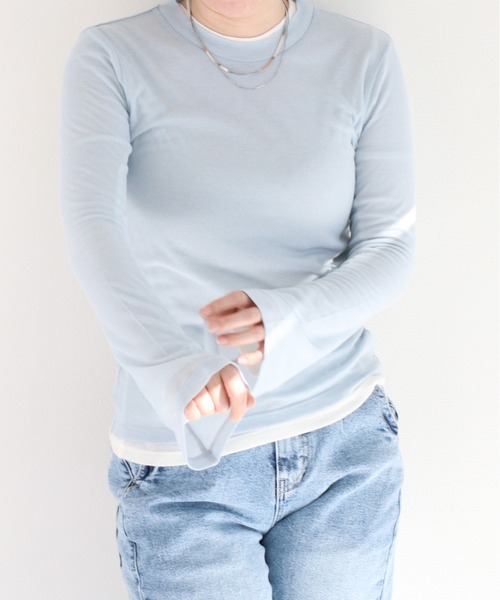 cepo（セポ）の「シアーソデフレアカットソー（Tシャツ/カットソー・レディース・グレー/オフホワイト/イエロー/サックスブルー・M）」の5枚目の写真