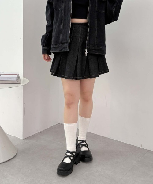 クリスチャンディオール　2023AW　ラップミニスカート　プリーツ　デニム　36 セール】デニムプリーツミニスカート（スカート）｜archives