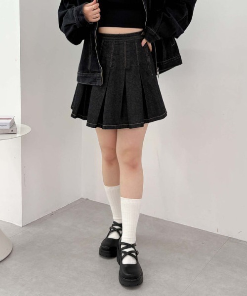 セール】デニムプリーツミニスカート（スカート）｜archives