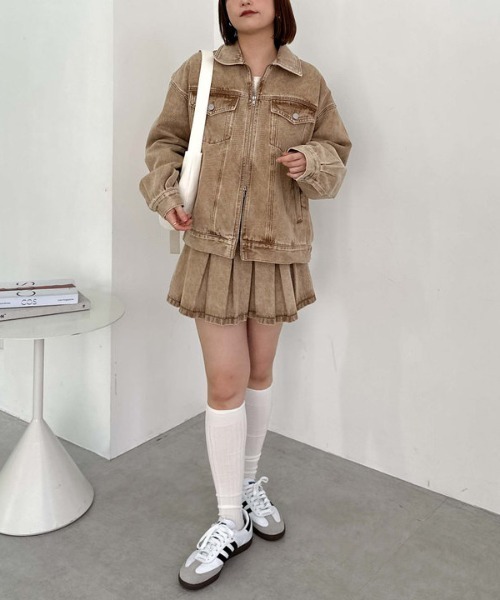 archives（アルシーヴ）の「デニムプリーツミニスカート（スカート・レディース・ベージュ/グレー/ブルー/ブラック・SMALL/MEDIUM）」の7枚目の写真