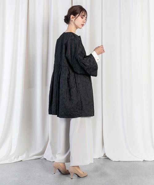 RAW FUDGE（ローファッジ）の「ボタニカルジャガードコート（ノーカラーコート・レディース・ブラック・M）」の10枚目の写真