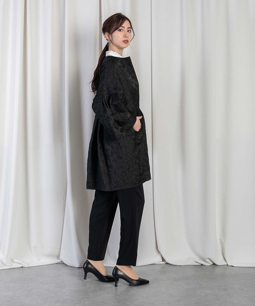 RAW FUDGE（ローファッジ）の「ボタニカルジャガードコート（ノーカラーコート・レディース・ブラック・M）」の13枚目の写真