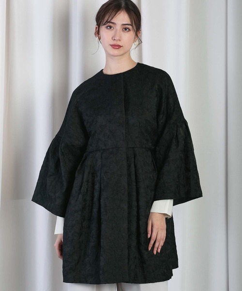 RAW FUDGE（ローファッジ）の「ボタニカルジャガードコート（ノーカラーコート・レディース・ブラック・M）」の14枚目の写真