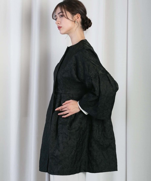 RAW FUDGE（ローファッジ）の「ボタニカルジャガードコート（ノーカラーコート・レディース・ブラック・M）」の15枚目の写真