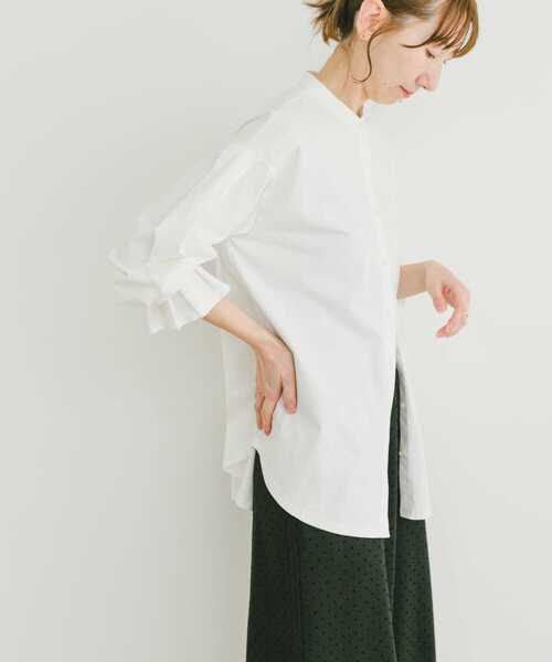 ITEMS URBANRESEARCH(アイテムズ アーバンリサーチ)の「バンドカラーソデタックカットソー(Tシャツ/カットソー・レディース・ストライプ/ホワイト・FREE)」の3枚目の写真