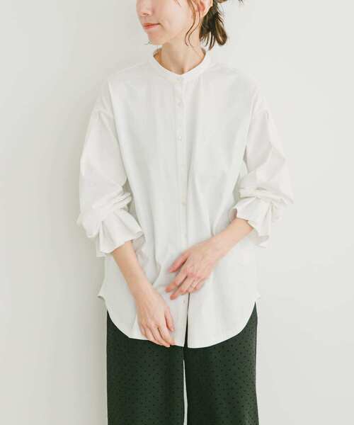 ITEMS URBANRESEARCH(アイテムズ アーバンリサーチ)の「バンドカラーソデタックカットソー(Tシャツ/カットソー・レディース・ストライプ/ホワイト・FREE)」の5枚目の写真