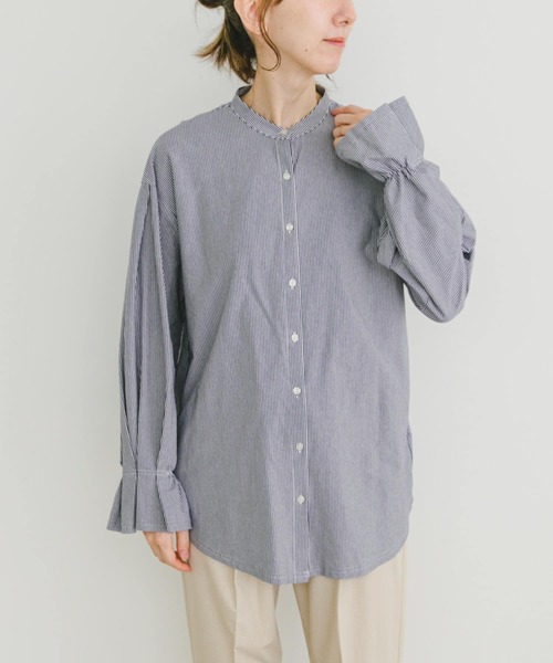 ITEMS URBANRESEARCH(アイテムズ アーバンリサーチ)の「バンドカラーソデタックカットソー(Tシャツ/カットソー・レディース・ストライプ/ホワイト・FREE)」の9枚目の写真