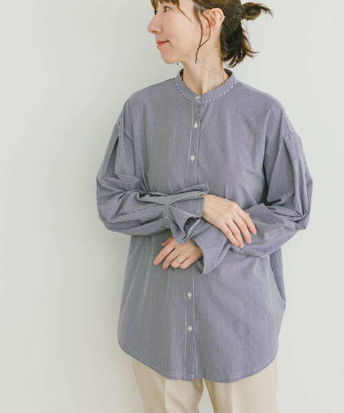 ITEMS URBANRESEARCH(アイテムズ アーバンリサーチ)の「バンドカラーソデタックカットソー(Tシャツ/カットソー・レディース・ストライプ/ホワイト・FREE)」の12枚目の写真