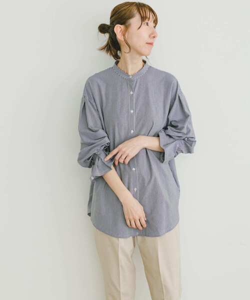 ITEMS URBANRESEARCH(アイテムズ アーバンリサーチ)の「バンドカラーソデタックカットソー(Tシャツ/カットソー・レディース・ストライプ/ホワイト・FREE)」の13枚目の写真