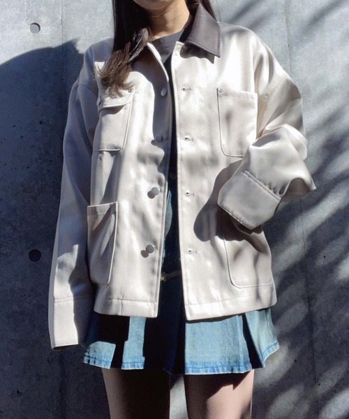 AS KNOW AS plus（アズノゥアズプラス）の「●ビッグシルエット デザインポケットワークジャケット（その他アウター・レディース・アイボリー系/カーキ系・FREE）」の6枚目の写真