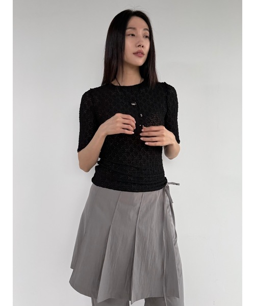 Didot.showroom(ディドット ショールーム)の「【DIDOT.】フラワーレースハーフスリーブTEE(Tシャツ/カットソー・レディース・ブラウン/ピンク/グレー/アイボリー/ブラック・FREE)」の2枚目の写真