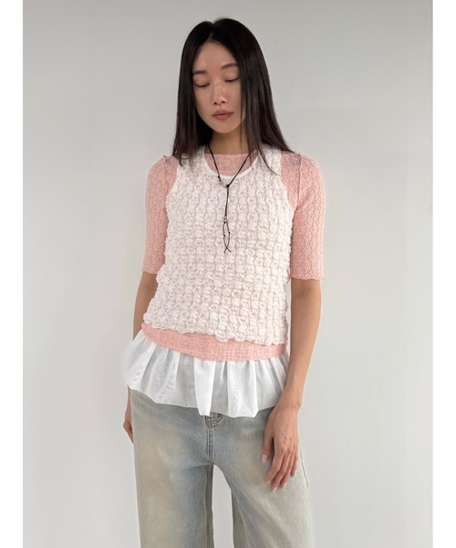 Didot.showroom(ディドット ショールーム)の「【DIDOT.】フラワーレースハーフスリーブTEE(Tシャツ/カットソー・レディース・ブラウン/ピンク/グレー/アイボリー/ブラック・FREE)」の7枚目の写真