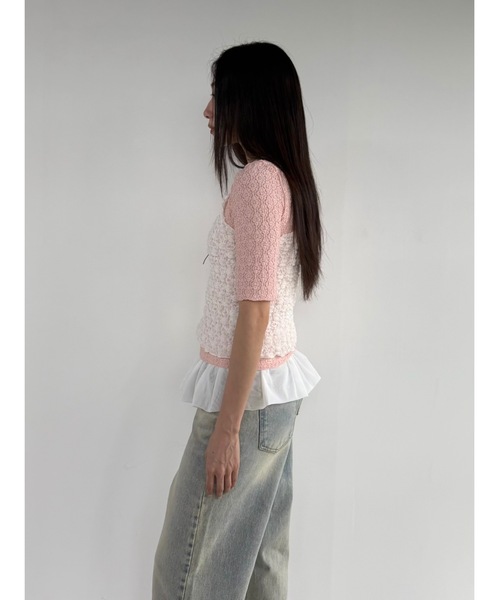 Didot.showroom(ディドット ショールーム)の「【DIDOT.】フラワーレースハーフスリーブTEE(Tシャツ/カットソー・レディース・ブラウン/ピンク/グレー/アイボリー/ブラック・FREE)」の16枚目の写真