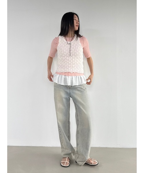 Didot.showroom(ディドット ショールーム)の「【DIDOT.】フラワーレースハーフスリーブTEE(Tシャツ/カットソー・レディース・ブラウン/ピンク/グレー/アイボリー/ブラック・FREE)」の15枚目の写真