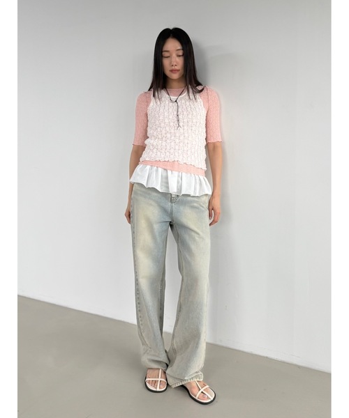 Didot.showroom(ディドット ショールーム)の「【DIDOT.】フラワーレースハーフスリーブTEE(Tシャツ/カットソー・レディース・ブラウン/ピンク/グレー/アイボリー/ブラック・FREE)」の14枚目の写真