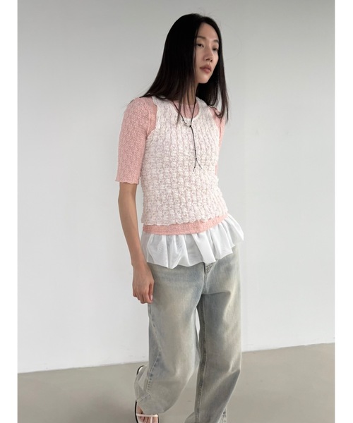 Didot.showroom(ディドット ショールーム)の「【DIDOT.】フラワーレースハーフスリーブTEE(Tシャツ/カットソー・レディース・ブラウン/ピンク/グレー/アイボリー/ブラック・FREE)」の13枚目の写真