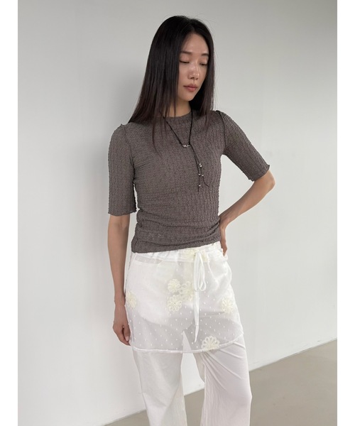 Didot.showroom(ディドット ショールーム)の「【DIDOT.】フラワーレースハーフスリーブTEE(Tシャツ/カットソー・レディース・ブラウン/ピンク/グレー/アイボリー/ブラック・FREE)」の12枚目の写真