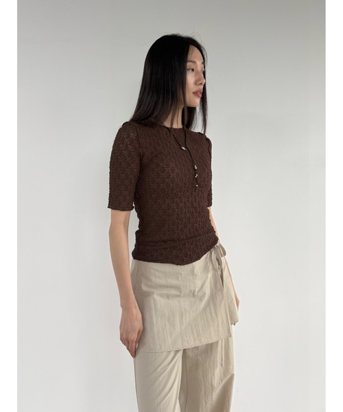 Didot.showroom(ディドット ショールーム)の「【DIDOT.】フラワーレースハーフスリーブTEE(Tシャツ/カットソー・レディース・ブラウン/ピンク/グレー/アイボリー/ブラック・FREE)」の11枚目の写真