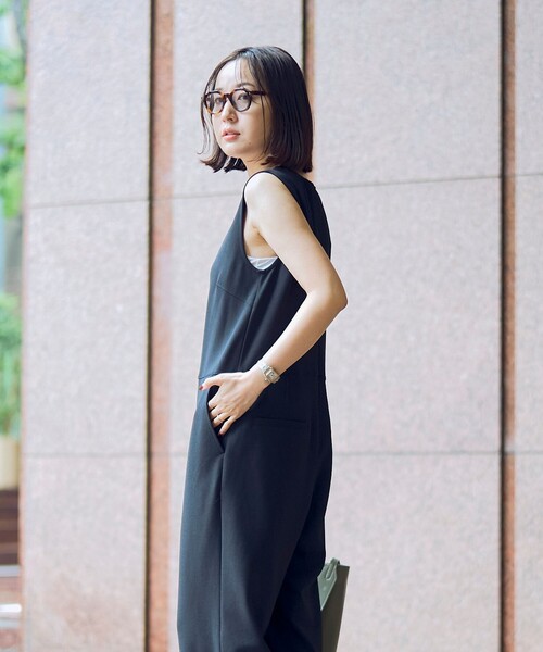 RONEL（ロネル）の「【接触冷感】カットジョーゼットオールインワン（サロペット/オーバーオール・レディース・ブラック/ネイビー・S/L/M）」の4枚目の写真