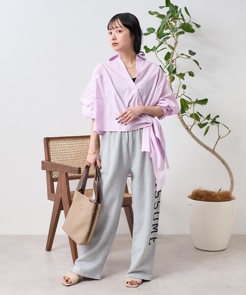 FREAK'S STORE（フリークスストア）の「プリントスウェットパンツ/ ロゴスウェットパンツ（スウェットパンツ・レディース・杢グレー/パープル・ﾌﾘ-）」の3枚目の写真