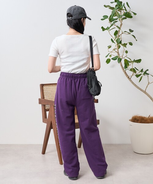 FREAK'S STORE（フリークスストア）の「プリントスウェットパンツ/ ロゴスウェットパンツ（スウェットパンツ・レディース・杢グレー/パープル・ﾌﾘ-）」の13枚目の写真