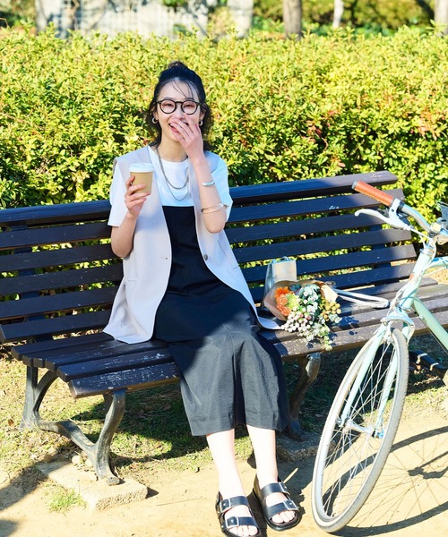 CROSS FUNCTION（クロスファンクション）の「《シワになりにくい》サマナチュラ リネンライクノーカラーVネックジレ【CF/クロスファンクション】（ベスト・レディース・ライトベージュ/ブルー/チャコールグレー・LL/L/M）」の14枚目の写真