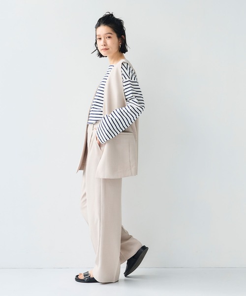 CROSS FUNCTION（クロスファンクション）の「《シワになりにくい》サマナチュラ リネンライクノーカラーVネックジレ【CF/クロスファンクション】（ベスト・レディース・ライトベージュ/ブルー/チャコールグレー・LL/L/M）」の10枚目の写真