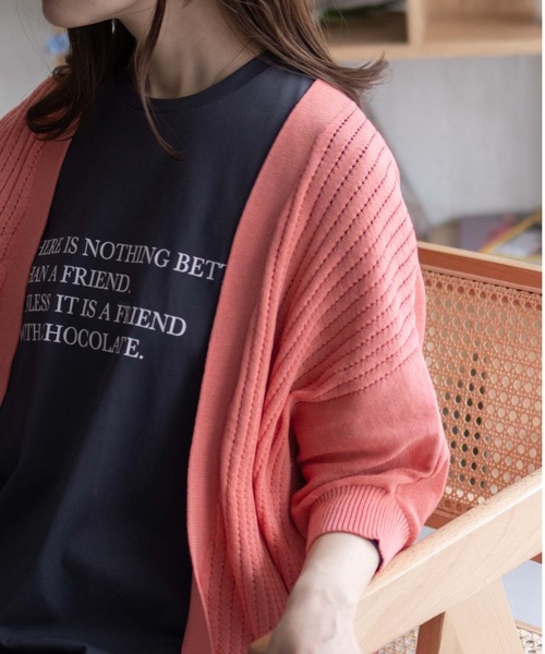 HusHusH(ハッシュアッシュ)の「HusHusH 透かし編みドルマンカーディガン(カーディガン/ボレロ・レディース・コーラルピンク/ブラック/グレー・M/L)」の20枚目の写真