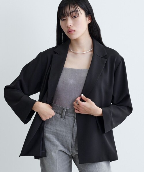 GALLEST(ギャレスト)の「【セットアップ可】モードフィットダブルボタンジャケット【カセット服/オケージョン/通勤】(テーラードジャケット・レディース・チャコールグレー/ブラック/ベージュ/キャメル・36/38/40)」の1枚目の写真