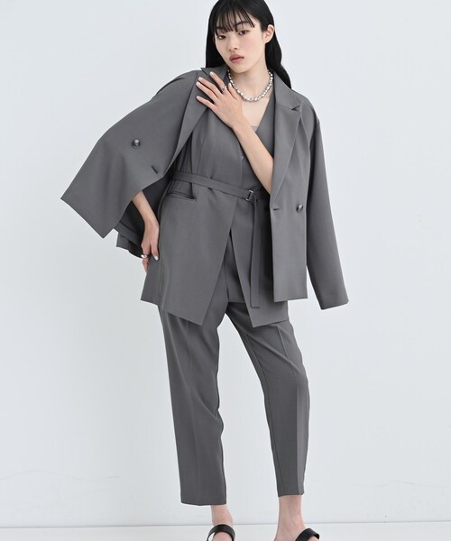 GALLEST(ギャレスト)の「【セットアップ可】モードフィットダブルボタンジャケット【カセット服/オケージョン/通勤】(テーラードジャケット・レディース・チャコールグレー/ブラック/ベージュ/キャメル・36/38/40)」の9枚目の写真