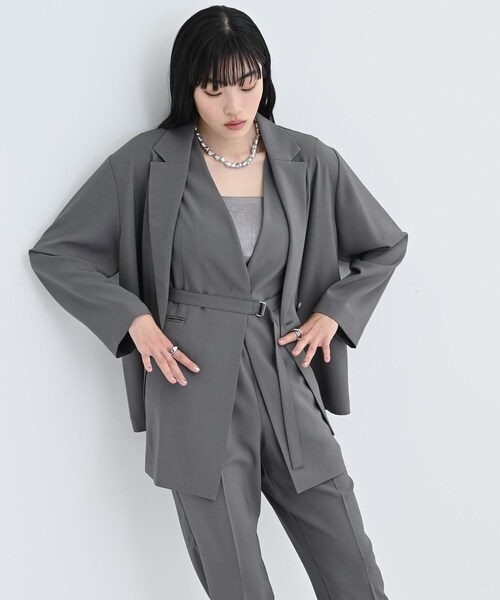 GALLEST(ギャレスト)の「【セットアップ可】モードフィットダブルボタンジャケット【カセット服/オケージョン/通勤】(テーラードジャケット・レディース・チャコールグレー/ブラック/ベージュ/キャメル・36/38/40)」の11枚目の写真