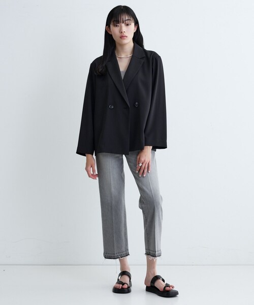 GALLEST(ギャレスト)の「【セットアップ可】モードフィットダブルボタンジャケット【カセット服/オケージョン/通勤】(テーラードジャケット・レディース・チャコールグレー/ブラック/ベージュ/キャメル・36/38/40)」の18枚目の写真